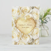 White Rose Floral Wedding Invitation Kaart (Staand voorkant)