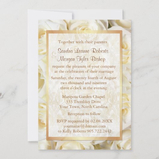 White Rose Floral Wedding Invitation Kaart (Achterkant)