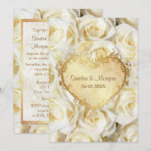 White Rose Floral Wedding Invitation Kaart (Voorkant / Achterkant)