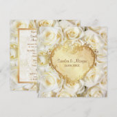 White Rose Floral Wedding Invitation Kaart (Voorkant / Achterkant)