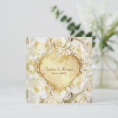 White Rose Floral Wedding Invitation Kaart (Staand voorkant)