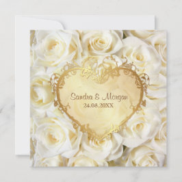White Rose Floral Wedding Invitation Kaart
