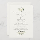 White Rose Floral Wedding Invitation Kaart (Voorkant / Achterkant)