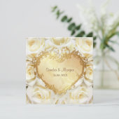 White Rose Floral Wedding Invitation Kaart (Staand voorkant)