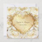 White Rose Floral Wedding Invitation Kaart (Voorkant)