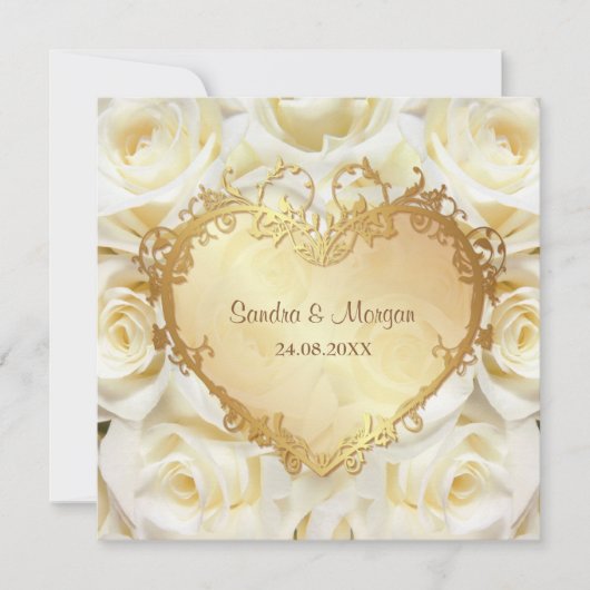 White Rose Floral Wedding Invitation Kaart (Voorkant)