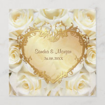 White Rose Floral Wedding Invitation