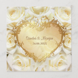 White Rose Floral Wedding Invitation Kaart