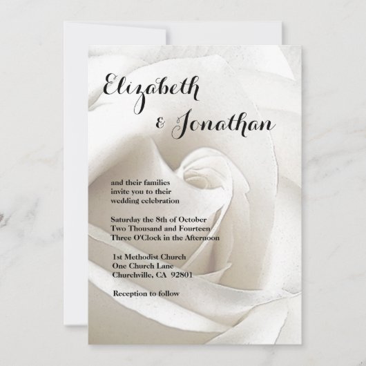 White Rose Floral Wedding Kaart (Voorkant)