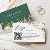 White Rose Floral Wedding Online RSVP QR Code Informatiekaartje