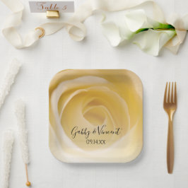 White Rose Floral Wedding Papieren Bordje