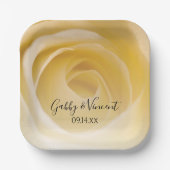 White Rose Floral Wedding Papieren Bordje (Voorkant)