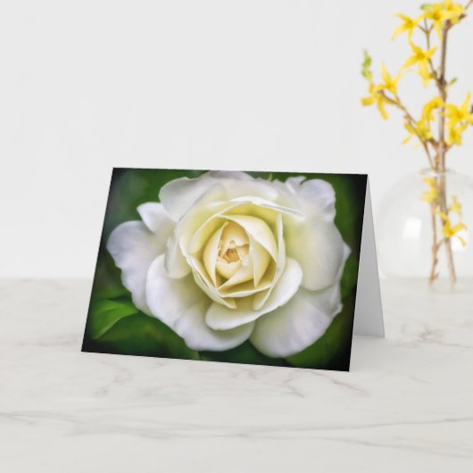 White Rose Flower Art Blank Note Kaart (Gele Bloem)