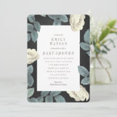 White Rose Flower Chalkboard Baby shower Invite Kaart (Staand voorkant)