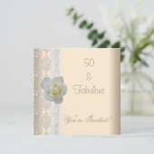 White Rose Flower Cream Fabulous 50th Birthday Kaart (Staand voorkant)
