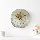 White Rose Flower foto met naam Large Bloom Grote Klok (Huis)