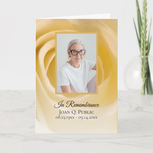 White Rose Flower Funeral Memorial Service Gevouwe Programma (Voorkant)