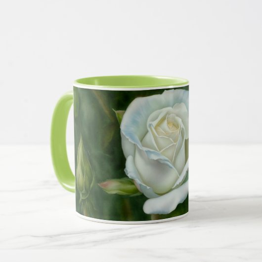 White Rose Flower Garden Art Mok Cup (Voorkant links)