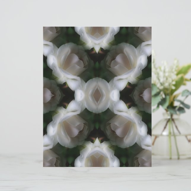 White Rose Flowers Abstract scrapbook paper (Staand voorkant)