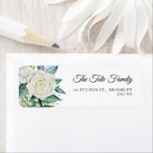 White Rose Flowers Eucalyptus Baptism Address Etiket (Insitu)
