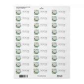 White Rose Flowers Eucalyptus Baptism Address Etiket (Full Sheet)