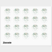 White Rose Flowers Eucalyptus Baptisme Ronde Sticker (Vel)