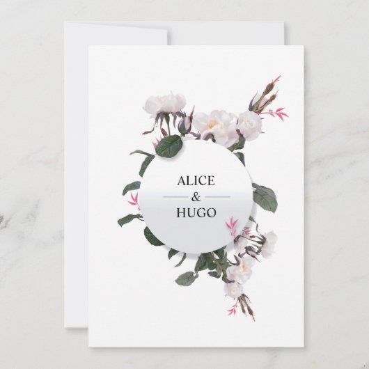 White Rose Flowers Love Weddencard Kaart (Voorkant)