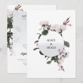 White Rose Flowers Love Weddencard Kaart (Voorkant / Achterkant)