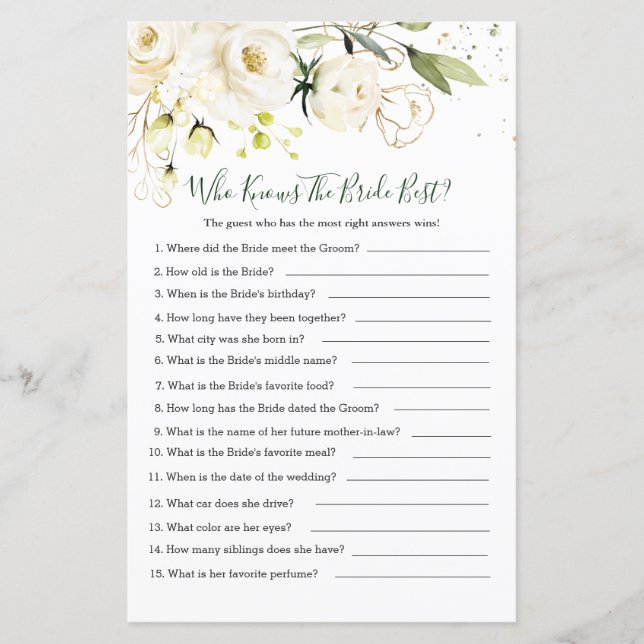 White Rose Foliage die de beste bride kent (Voorkant)