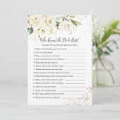 White Rose Foliage die de beste bride kent Kaart (Staand voorkant)