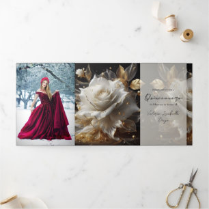 White Rose Foto Quinceanera Party Uitnodiging