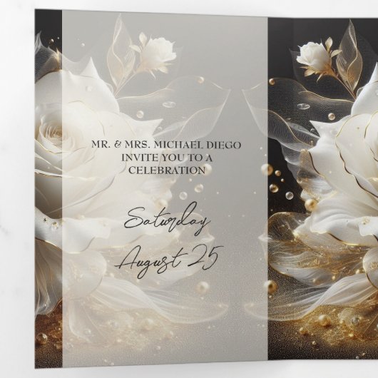 White Rose Foto Quinceanera Party Uitnodiging (Binnenzijde eerst)