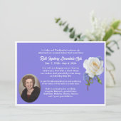 White Rose Foto Stijl Dood Aankondiging Kaart (Staand voorkant)