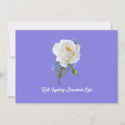 White Rose Foto Stijl Dood Aankondiging Kaart (Achterkant)
