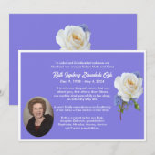 White Rose Foto Stijl Dood Aankondiging Kaart (Voorkant / Achterkant)