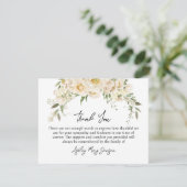 White Rose Funeral Thank You Note Card Bereavement Bedankkaart (Staand voorkant)