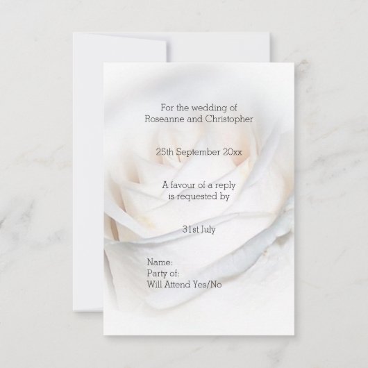 White Rose gepersonaliseerde bruiloft RSVP Kaartje (Achterkant)