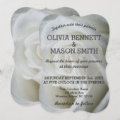 White Rose getextureerde bruiloft Kaart (Voorkant / Achterkant)