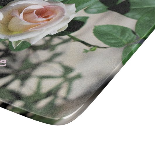 White Rose Glass Cutting Board Snijplank (Hoek)