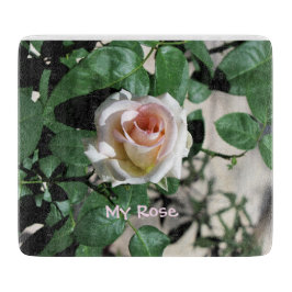 White Rose Glass Cutting Board Snijplank