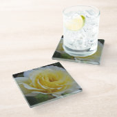 White Rose Glass Onderzetter (Schuin)