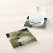 White Rose - Glass Onderzetter Glazen Onderzetter (Schuin)