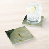 White Rose Glazen Onderzetter (Schuin)