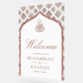 White Rose Gold Arch Muslim Wedding Welcome Acryl Bord (Hoek)