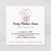 White Rose Gold Balloon Event Organisation Vierkante Visitekaartje (Achterkant)