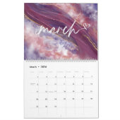 White Rose gold blue Marble waterverf Glitter Kalender (Mar 2026)