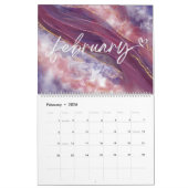 White Rose gold blue Marble waterverf Glitter Kalender (Feb 2026)