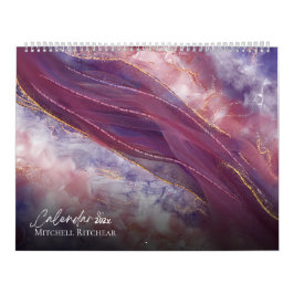 White Rose gold blue Marble waterverf Glitter Kalender