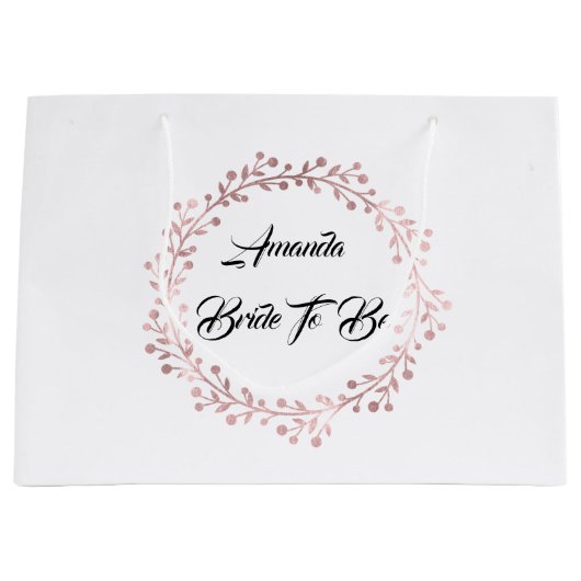 White Rose Gold Blush Wreath Vrijgezellenfeest Wed Groot Cadeauzakje (Voorkant)