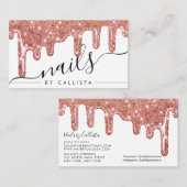 White Rose Gold Chunky Glitter Dikke Druppels Nage Visitekaartje (Voorkant / Achterkant)